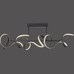 LED-Deckenlampe Curls, schwarz, Metall, 82 cm lang, dimmbar