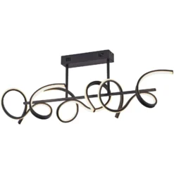 LED-Deckenlampe Curls, schwarz, Metall, 82 cm lang, dimmbar