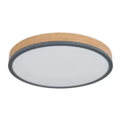 LED-Deckenlampe Doro, Ø 45 cm, grafit/holz dunkel, Holz, 830