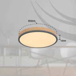 LED-Deckenlampe Doro, Ø 45 cm, grafit/holz dunkel, Holz, 830
