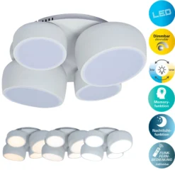 LED-Deckenlampe Eliora, 4-fl., weiß, CCT, Fernbedienung