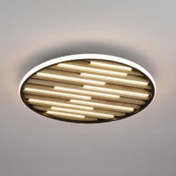 LED-Deckenlampe Equalise, Ø 49 cm, schwarz/hellbraun, Metall