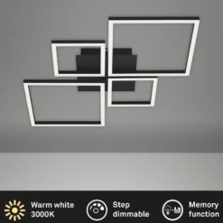 LED-Deckenlampe Frame, Step dim, 4-flammig schwarz