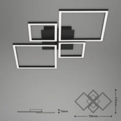 LED-Deckenlampe Frame, Step dim, 4-flammig schwarz