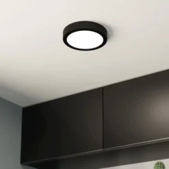 LED-Deckenlampe Fueva 5 IP44 3000K schwarz Ø16cm