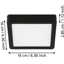 LED-Deckenlampe Fueva 5 IP44 3000K schwarz 16x16cm