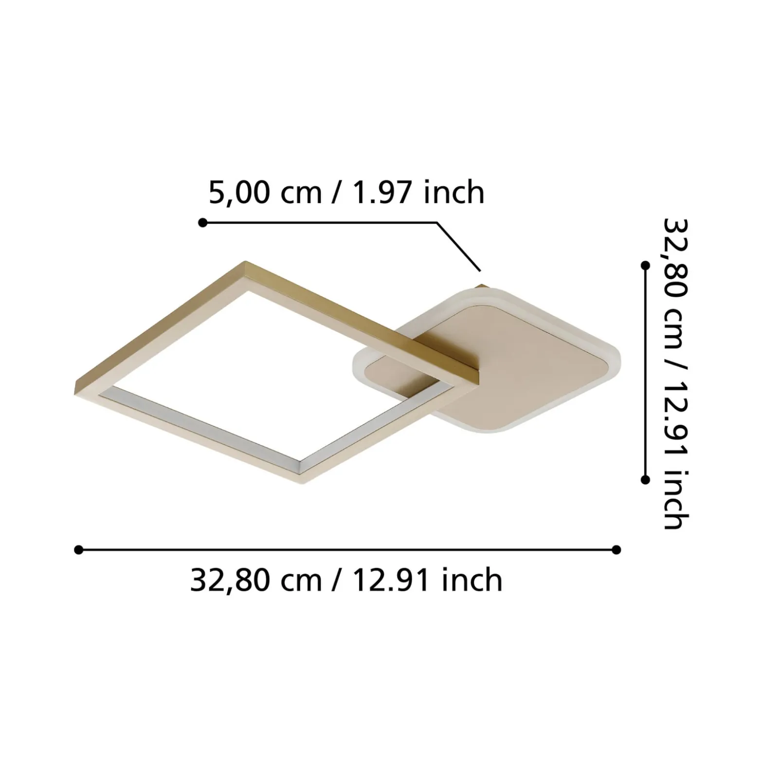 LED-Deckenlampe Gafares, gold, Alu, 33 cm Fernbedienung CCT