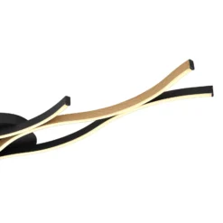 LED-Deckenlampe Geronimo, Länge 108 cm, schwarz/Holzoptik