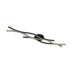 LED-Deckenlampe Geronimo, Länge 108 cm, schwarz/Holzoptik