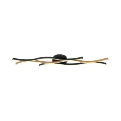 LED-Deckenlampe Geronimo, Länge 108 cm, schwarz/Holzoptik