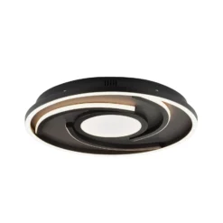 LED-Deckenlampe Hardy, Ø 35 cm, schwarz matt, Metall/Stoff