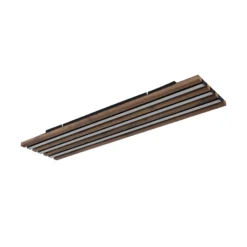 LED-Deckenlampe Hayden, Länge 80 cm, schwarz/holz dunkel