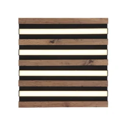 LED-Deckenlampe Hayden, Länge 30 cm, schwarz/holz dunkel