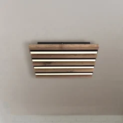 LED-Deckenlampe Hayden, Länge 30 cm, schwarz/holz dunkel