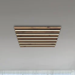 LED-Deckenlampe Hayden, Länge 45 cm, schwarz/holz dunkel