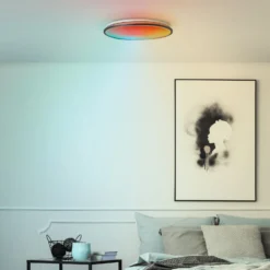 LED-Deckenlampe Heida, Ø 49 cm, schwarz, CCT, RGB, Metall