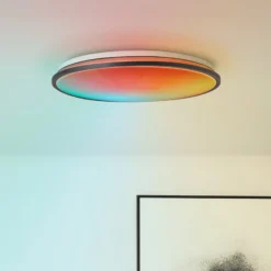 LED-Deckenlampe Heida, Ø 49 cm, schwarz, CCT, RGB, Metall