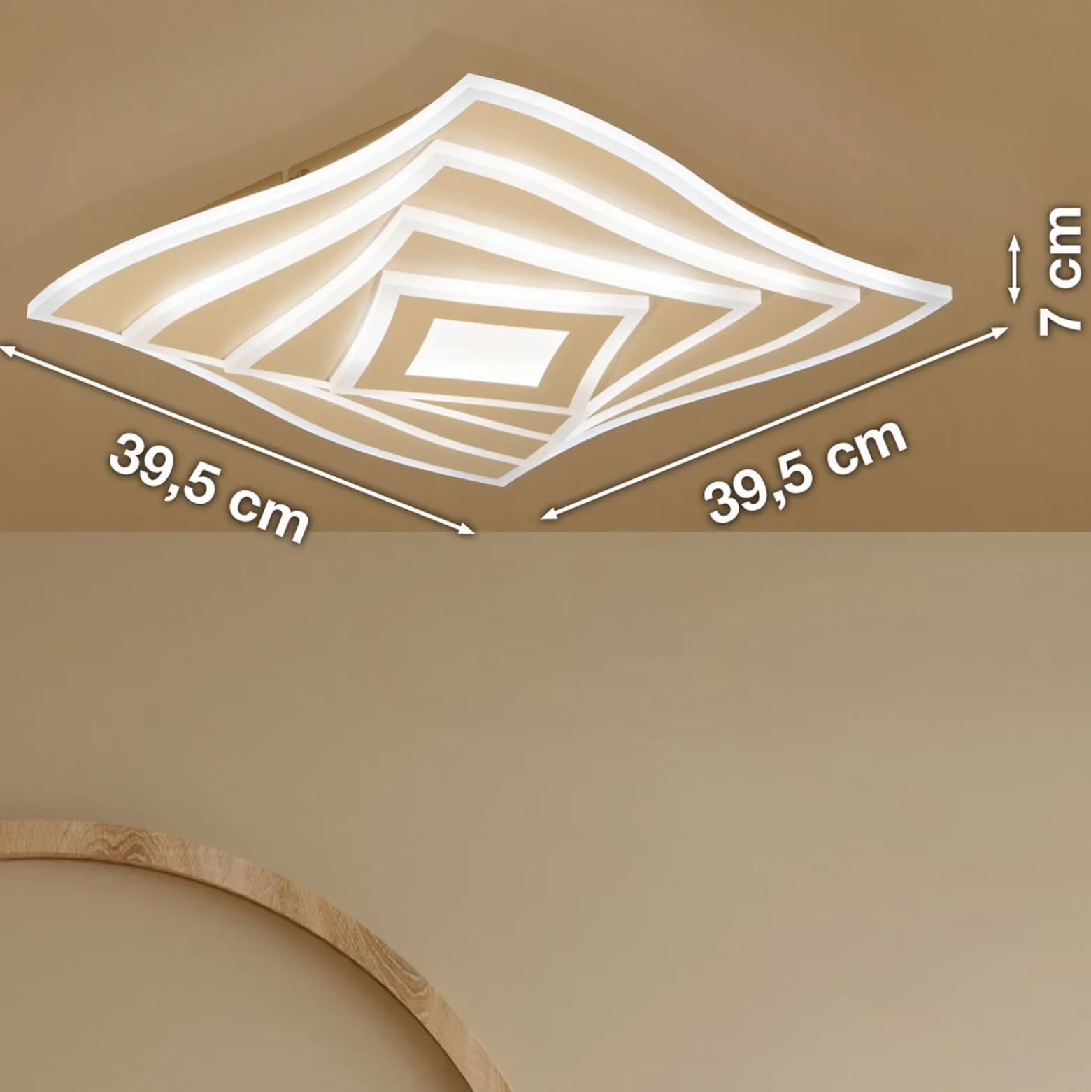 LED-Deckenlampe HERO, sand, 40x40 cm, Fernbedienung, CCT dim