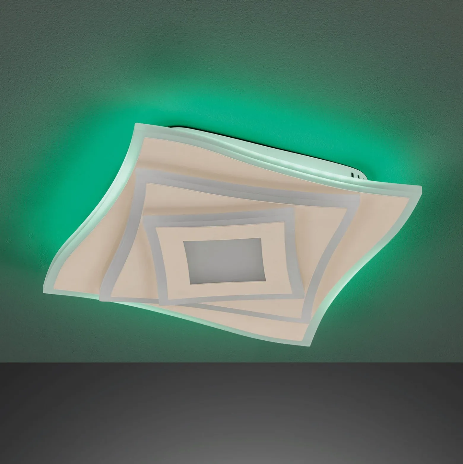 LED-Deckenlampe HERO, sand, 40x40 cm, Fernbedienung, CCT dim