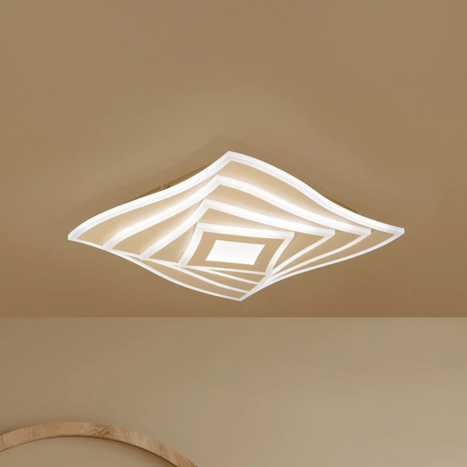 LED-Deckenlampe HERO, sand, 40x40 cm, Fernbedienung, CCT dim