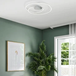 LED-Deckenlampe HOLY, nickel, Ø 68 cm, Fernbedienung, CCT