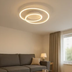 LED-Deckenlampe HOLY, sand, Ø 49 cm, Fernbedienung, CCT, dim