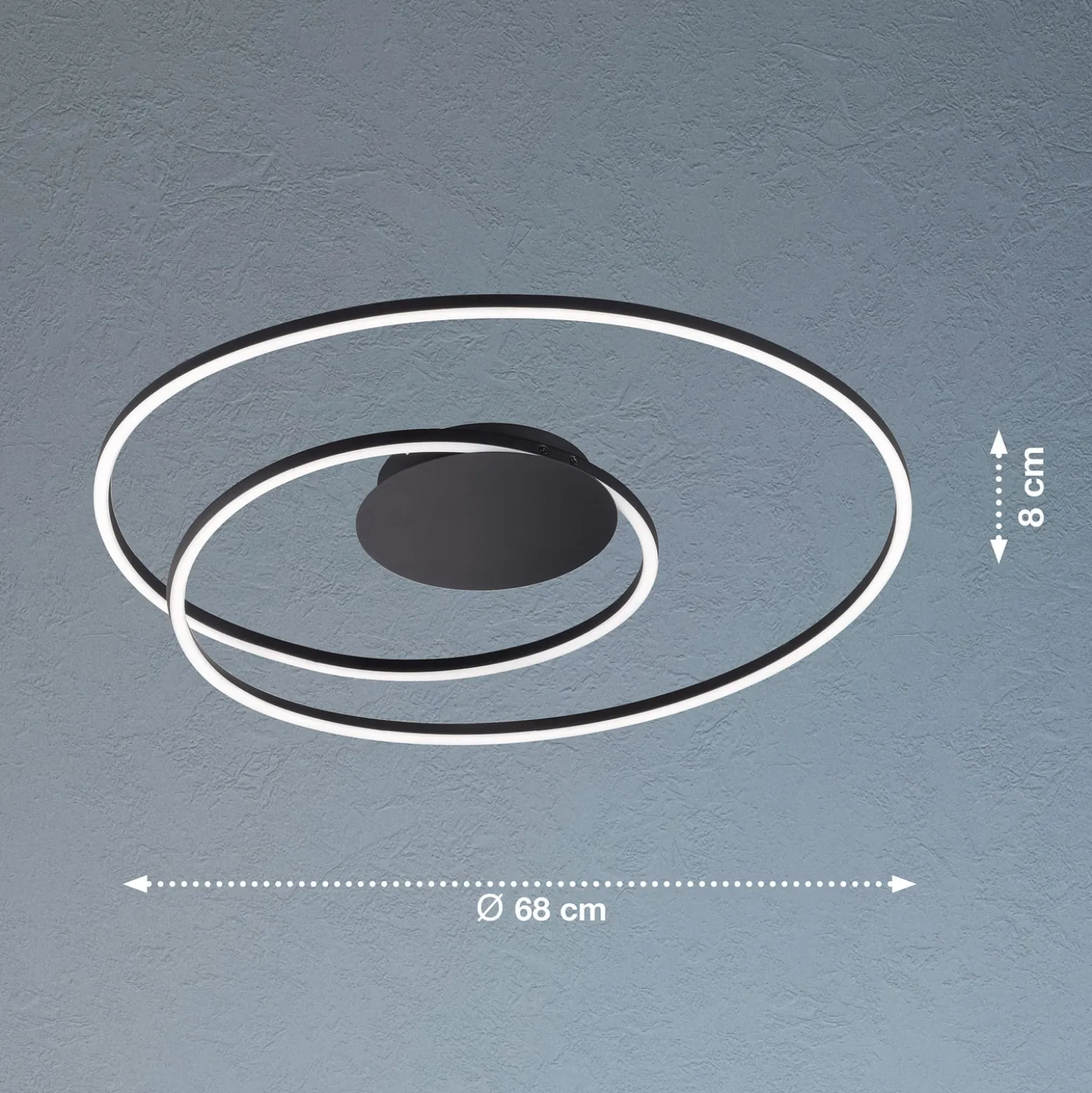 LED-Deckenlampe HOLY, schwarz, Ø 68 cm, Fernbedienung, CCT