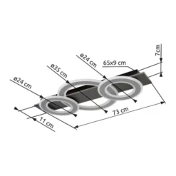 LED-Deckenlampe Jayden, Länge 73 cm, anthrazit/grau, Metall