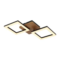 LED-Deckenlampe Kerry, Länge 46 cm, schwarz/dunkelbraun