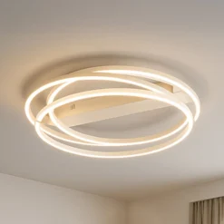 LED-Deckenlampe Kiku, Ø 56 cm, sandfarben, Metall, CCT