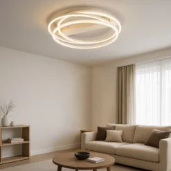 LED-Deckenlampe Kiku, Ø 56 cm, sandfarben, Metall, CCT