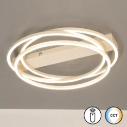 LED-Deckenlampe Kiku, Ø 56 cm, sandfarben, Metall, CCT