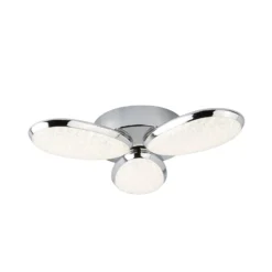 LED-Deckenlampe Lori, 3-flg., Ø 44 cm, chrom/gefrostet, Glas