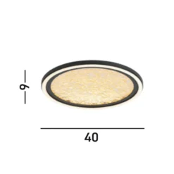 LED-Deckenlampe Luna, Ø 40 cm, schwarz/goldfarben, Metall
