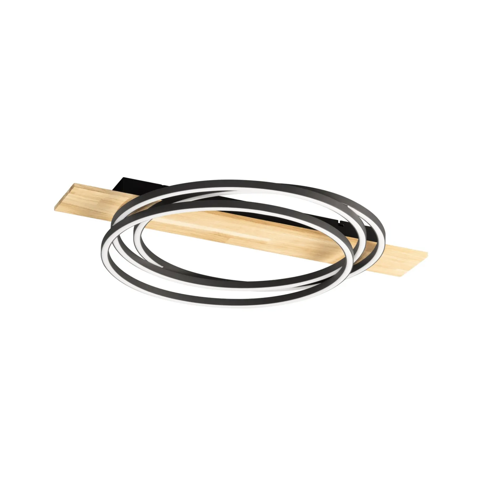 LED-Deckenlampe Marit, Länge 76 cm, sandschwarz, Metall/Holz