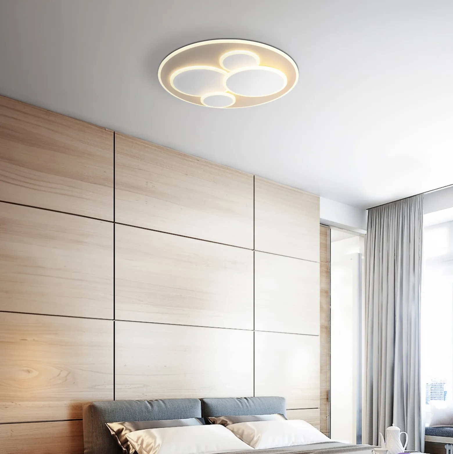 LED-Deckenlampe Monty, Ø 49 cm, weiß/sand Metall/Kunststoff
