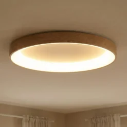 LED-Deckenlampe Niseko II CCT Fernbedienung Ø65cm holzfarben
