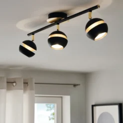 LED-Deckenlampe Nocito 3-flammig in Schwarz-Gold