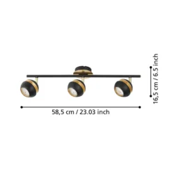LED-Deckenlampe Nocito 3-flammig in Schwarz-Gold