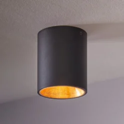 LED-Deckenlampe Polasso rund, schwarz-gold