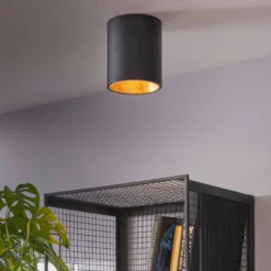LED-Deckenlampe Polasso rund, schwarz-gold