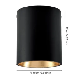 LED-Deckenlampe Polasso rund, schwarz-gold
