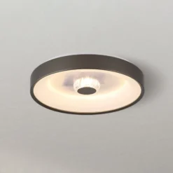 LED-Deckenlampe Polka, latte/weiß, Ø 38 cm, Eisen/Acryl
