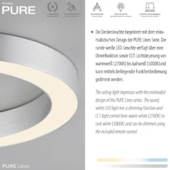 LED-Deckenlampe PURE Lines, Ø 35 cm, silberfarben, CCT