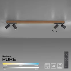 LED-Deckenlampe PURE Lines Spot, 120 cm, oak/graphite