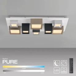 LED-Deckenlampe PURE Manhatten, multicolor, 8-flg., CCT