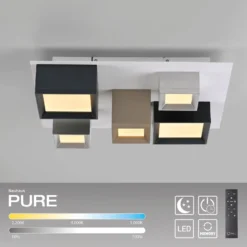LED-Deckenlampe PURE Manhatten, multicolor, 5-flg., CCT