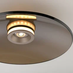 LED-Deckenlampe PURE Moon, bronce, Ø50cm, Amberglas (dunkel)