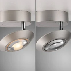 LED-Deckenlampe PURE Oculis, silberfarben Ø 15 cm Eisen/Glas