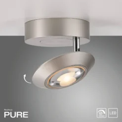 LED-Deckenlampe PURE Oculis, silberfarben Ø 15 cm Eisen/Glas
